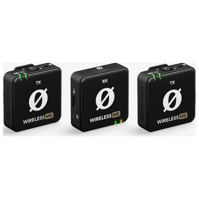 RØDE WIMEDUAL Wireless ME Dual Sistema Microfonico Wireless con Tecnologia GainAssist e Microfoni Integrati 2 Canali Portata 100 m colore Nero