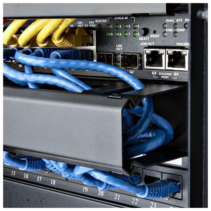 StarTech Pannello Gestione Cavi Orizzontale per armadi rack 1U con canalina passacavi a denti e copertura