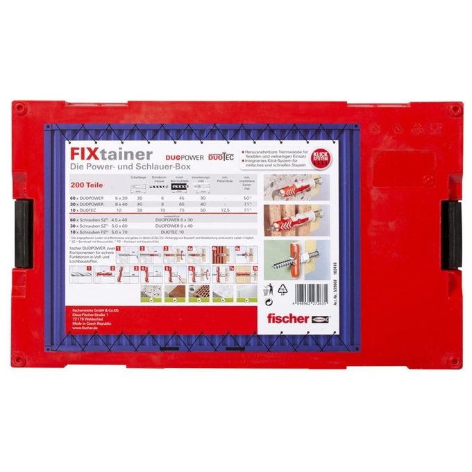 Fischer FIXtainer DuoPower-Duo-Tec Duo Tassello a Ribaltamento