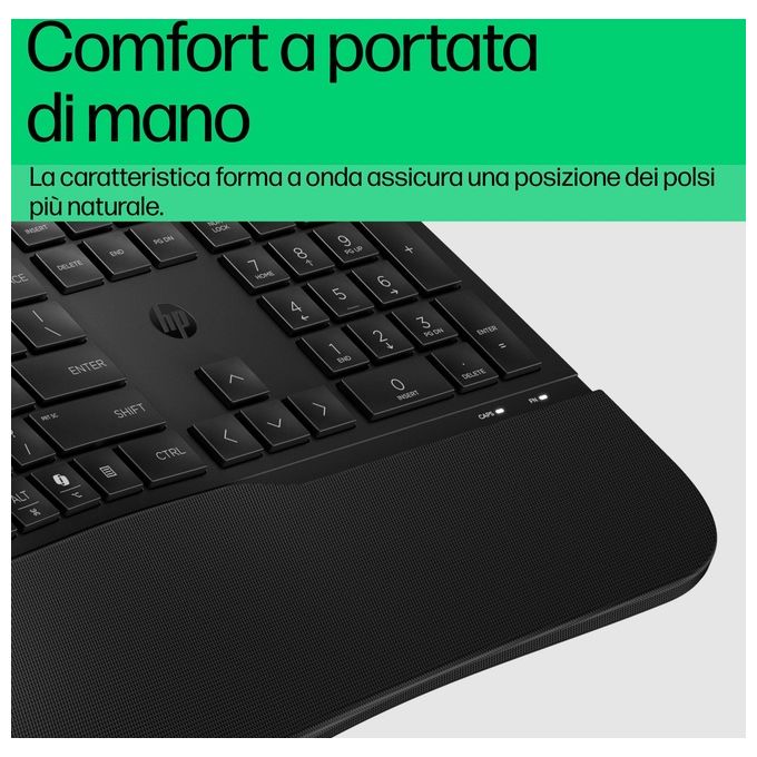 HP 8T6M1AA Tastiera cablata 480 Comfort Full-size USB con tasti programmabili e inclinazione regolabile colore Nero
