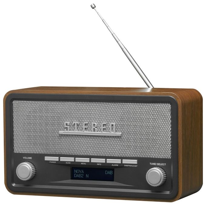 Denver DAB-18 Radio Digitale DAB+ FM Bluetooth 4W Display LCD Sveglia Design Retro' colore Legno