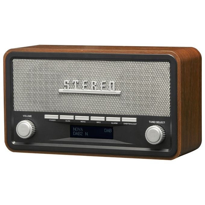 Denver DAB-18 Radio Digitale DAB+ FM Bluetooth 4W Display LCD Sveglia Design Retro' colore Legno