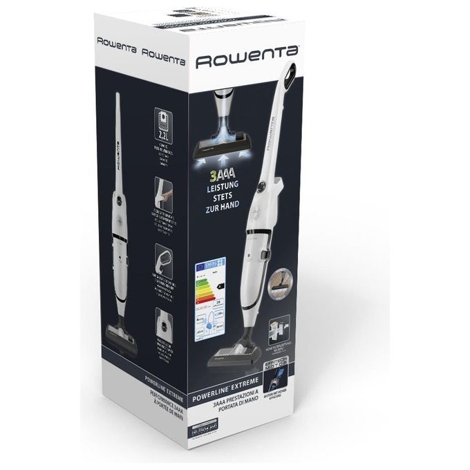 Rowenta RH8037WA Powerline Extreme Scopa Elettrica con Filo con Sacchetto Pulizia a Secco Capacita' 2,2 Litri 750 W Bianco
