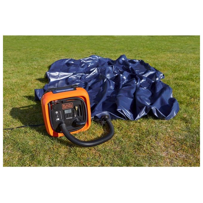 Black+Decker Compressore Portatile 12V 11 Bar Max con Display Digitale e Accessori per Gonfiaggio