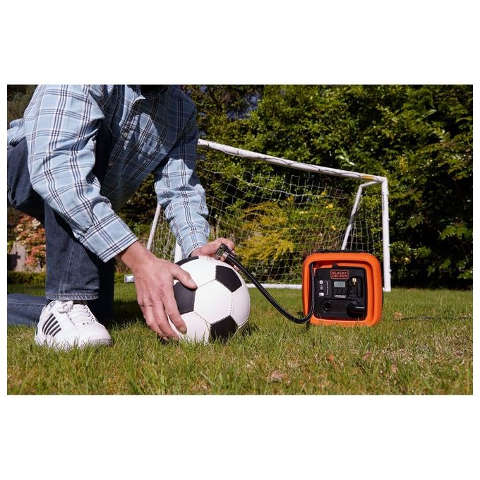 Black+Decker Compressore Portatile 12V 11 Bar Max con Display Digitale e Accessori per Gonfiaggio