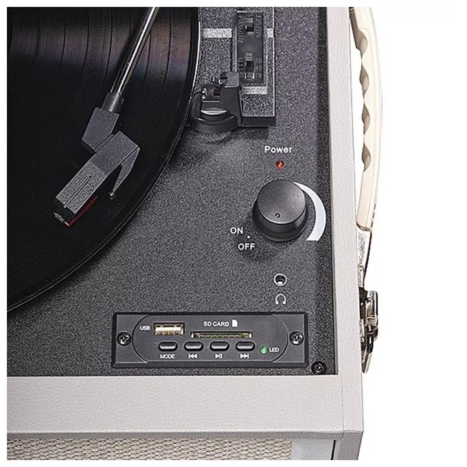 Denver VPR-250 Giradischi Retro con Radio FM Bluetooth USB 33 1-3 45 78 rpm Altoparlanti Integrati Legno colore Nero Grigio