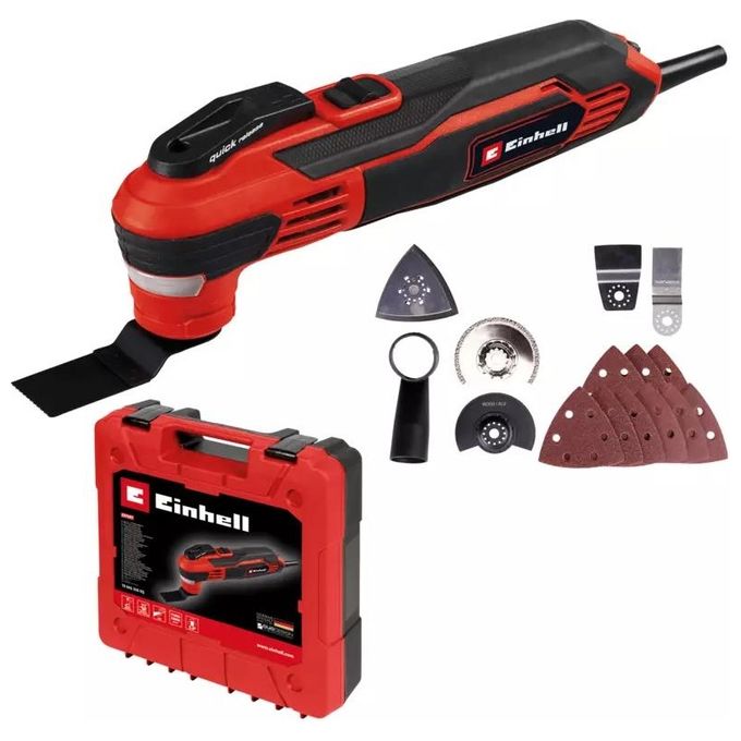 Einhell 4465155 TE-MG 350 EQ Utensile Multifunzione Oscillante 350 W 11000-20000 min^-1 con Accessori colore Nero Rosso