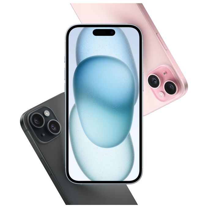 Apple MTP63QL-A iPhone 15 Smartphone 6.1'' 256GB 5G chip A16 Bionic fotocamera 48MP IP68 colore Nero