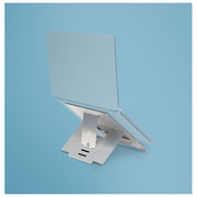 R Go Tools RGORISTSI R-Go Riser Supporto Portatile Regolabile in 5 Posizioni per Laptop e Tablet da 10 a 22 Pollici Angolo 30-57° Portata 5 Kg Materiale in Alluminio Hylite Pieghevole Ultrasottile colore Argento