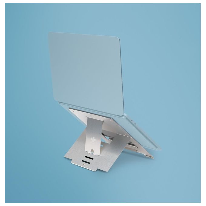 R Go Tools RGORISTSI R-Go Riser Supporto Portatile Regolabile in 5 Posizioni per Laptop e Tablet da 10 a 22 Pollici Angolo 30-57° Portata 5 Kg Materiale in Alluminio Hylite Pieghevole Ultrasottile colore Argento