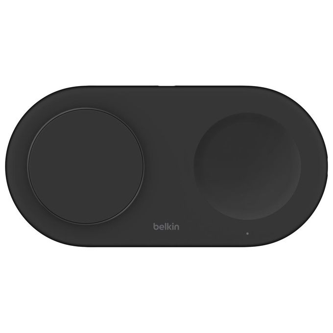 Belkin WIZ021VFBK BoostCharge Pro Tappetino di Ricarica Wireless 2 in 1 con Tecnologia Magnetica Qi2 Fino a 15W per iPhone e AirPods con Alimentatore 30W e Cavo USB-C colore Nero