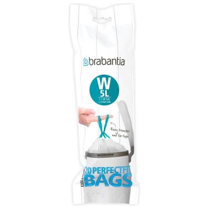 Brabantia PerfectFit Sacchetti Spazzatura Tipo W 5 Litri 20 Pezzi