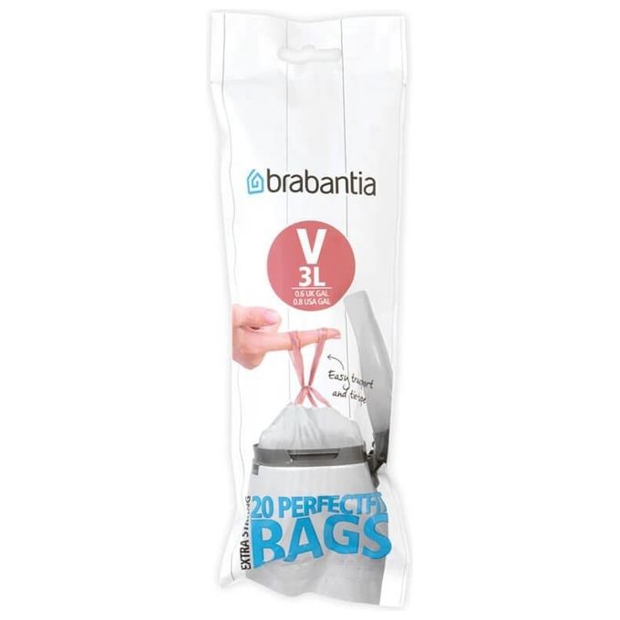 Brabantia PerfectFit Sacchetti Spazzatura Tipo V 3 Litri 20 Pezzi