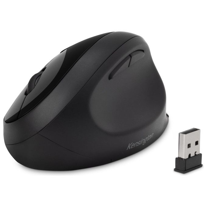 Kensington K75404EU Mouse Pro Fit Ergo wireless 6 pulsanti DPI regolabili 800 1200 1600 connessione wireless 2.4 GHz e Bluetooth colore Nero