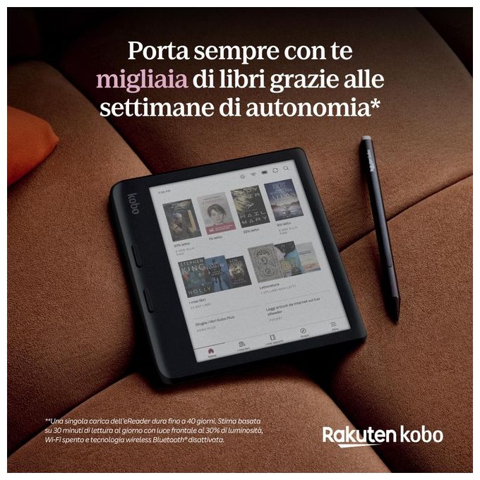 Kobo N428-KU-BK-K-BU Libra Colour eBook Reader Display 7'' E Ink Kaleido 32 GB RAM 1000 MB Wi-Fi Bluetooth USB tipo-C colore Nero