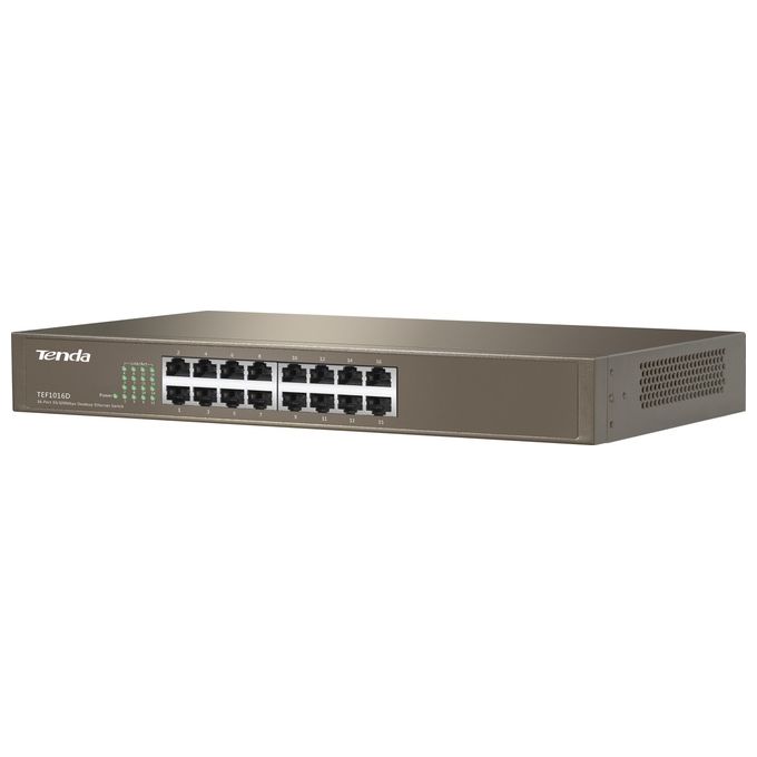 Tenda Switch 16 Porte 10-100 Metal case rack Mountable Plugplay