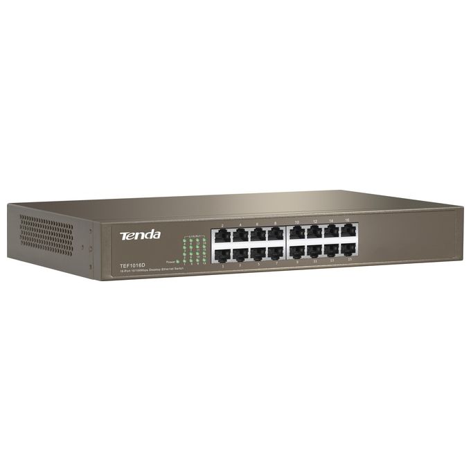 Tenda Switch 16 Porte 10-100 Metal case rack Mountable Plugplay