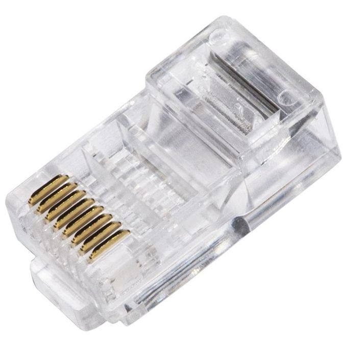 Link Confezione 100 Connettori 8 Poli Cat 6 Schermato Rj45 Contatti Dorati 50 Micron per Cavo Flessibile Dati e Poe