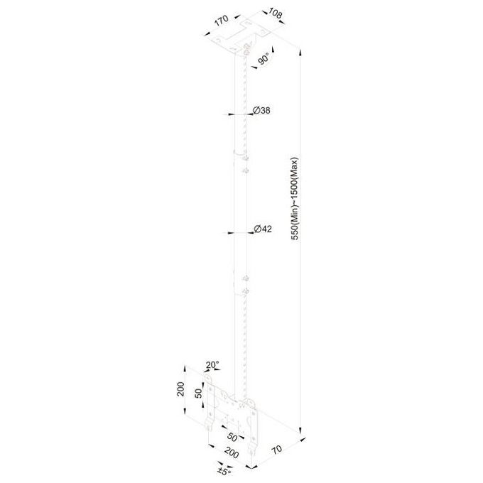 ITB MB4757 Small Single Supporto a Soffitto per Tv a Schermo Piatto 32'' Bianco