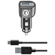Cellular Line KIT_ Caricabatterie da Auto 18W e cavo Usb Type-C 1mt Nero
