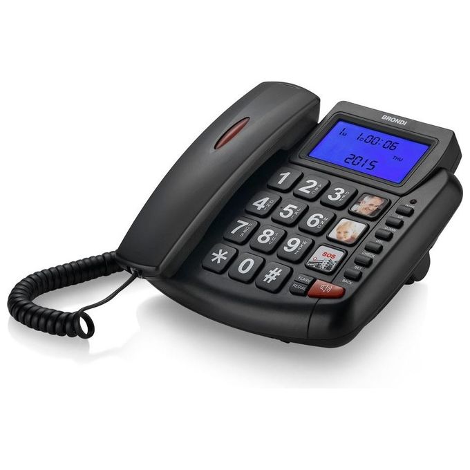 Brondi Telefono Tavolo Tasti Grandi Nero