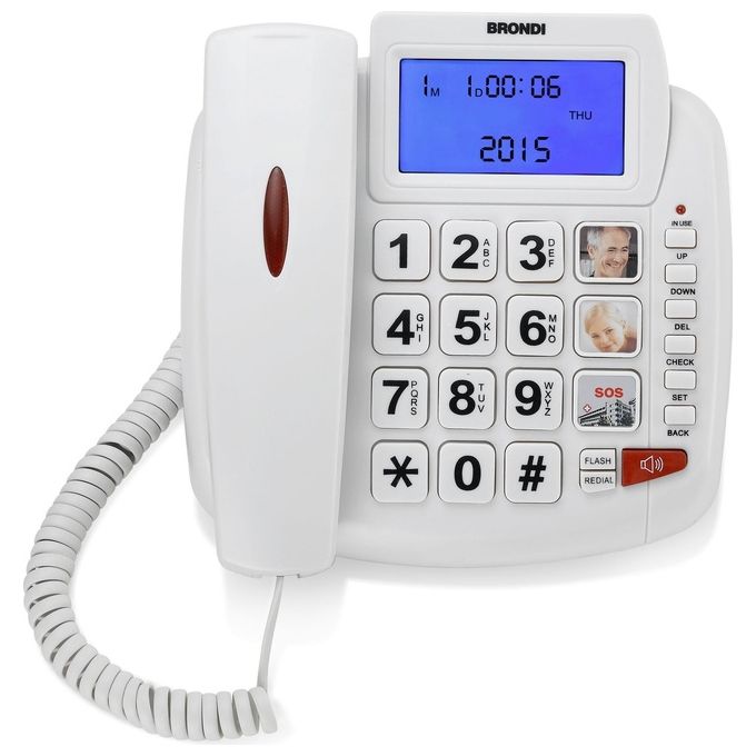 Brondi Telefono Tavolo Tasti Grandi Bianco
