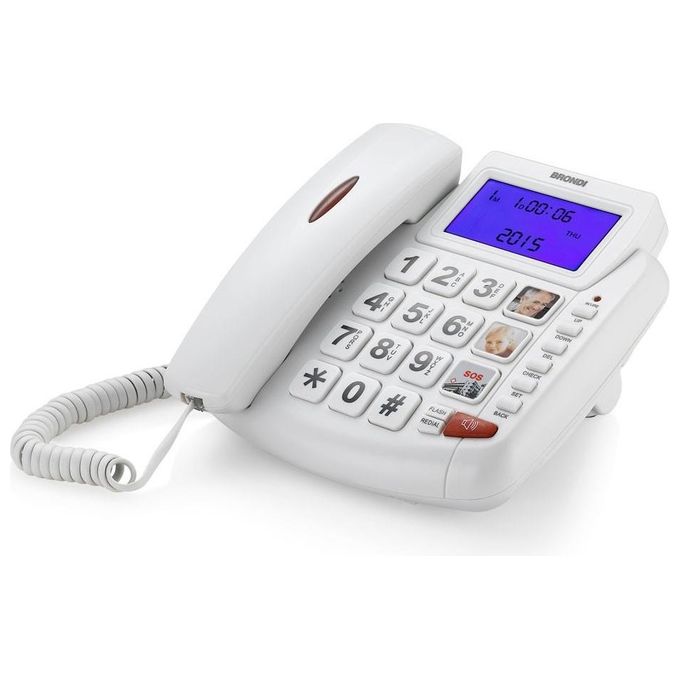 Brondi Telefono Tavolo Tasti Grandi Bianco