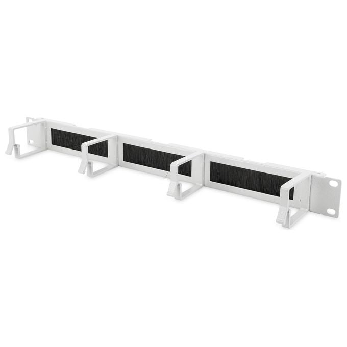 Digitus Listello Guidacavi Forato con Spazzola di Protezione per Armadi 19'' Grigio con 4 Ganci