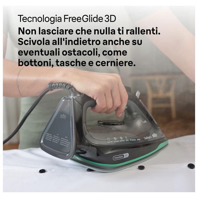 Braun SI5277GR TexStyle 5 Ferro da stiro a vapore e a secco 2700 W Piastra SuperCeramic FreeGlide 3D colore Verde