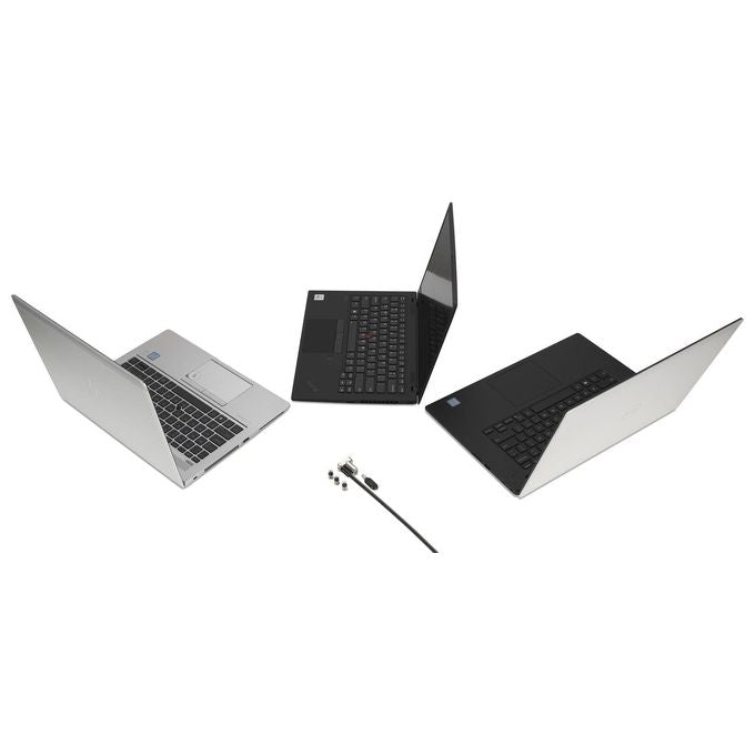 Kensington K62318WW Lucchetto per Laptop Universale 3-in-1 con Chiave da 5 mm Cavo in Acciaio al Carbonio da 1,8 m Tecnologia Hidden Pin colore Nero