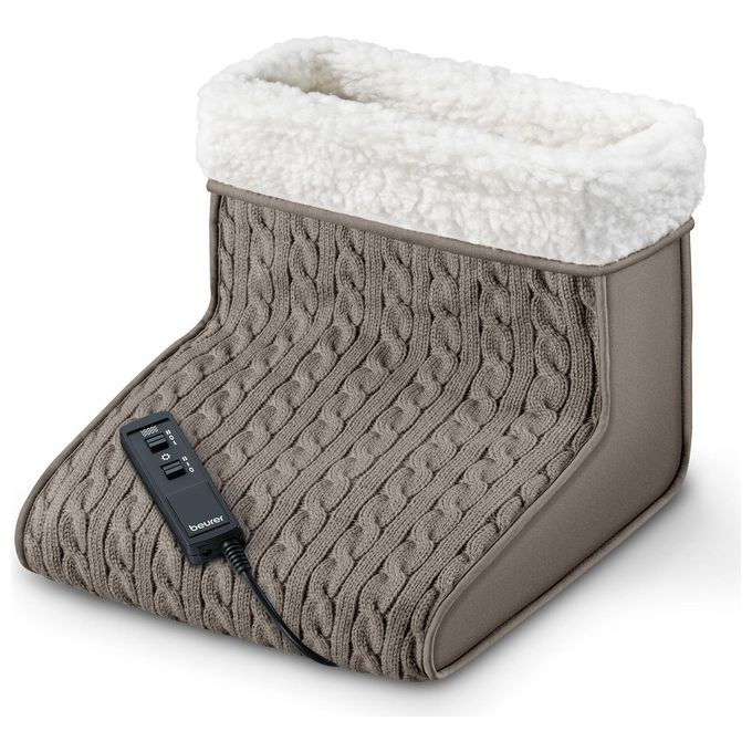 Beurer FWM40 - Massaggiatore elettrico per piedi, tecnologia massaggio Shiatsu + calore, 2 livelli di intensita', Alimentazione a rete, Funzioni: riscaldamento integrato e soffice fodera lavabile, Colore Beige