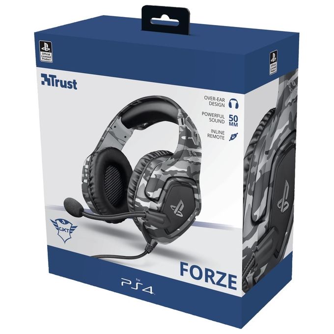 Trust Gaming GXT 488 Forze-B PS4 Cuffie con Microfono Ripiegabile Telecomando Integrato Grigio
