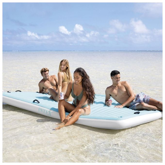 Intex 56289EU Water Lounge Materassino Gonfiabile 310x183x18 cm 8 Maniglie 4 Portabicchieri 400 Kg colore Blu