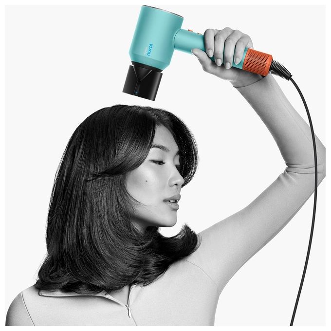 Dyson 515276-01 Supersonic Nural Asciugacapelli 1600W Motore V9 3 Velocita' 4 Temperature con Accessori colore Blu Arancione