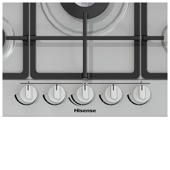 Hisense GM773XF Piano Cottura a Gas 5 Zone 70 cm Bruciatore WOK Inox