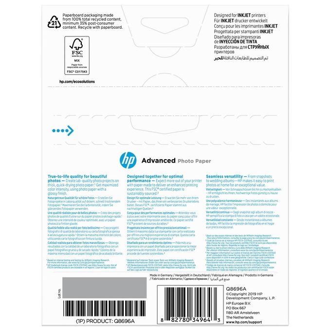 Hp Glossy Photo Paper 250 G M - 25 Sht