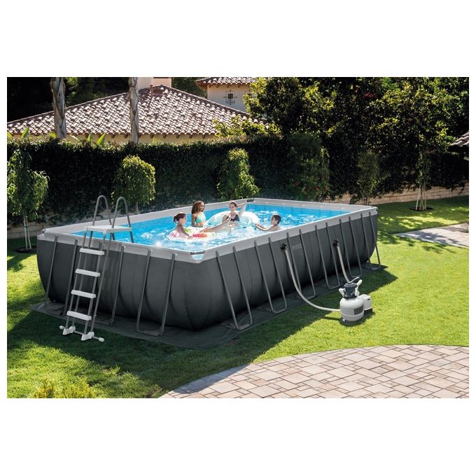 Intex 26364NP Ultra XTR Frame Piscina Fuori Terra Rettangolare 31805 L 732x366x132 cm Pompa Sabbia Scaletta colore Grigio