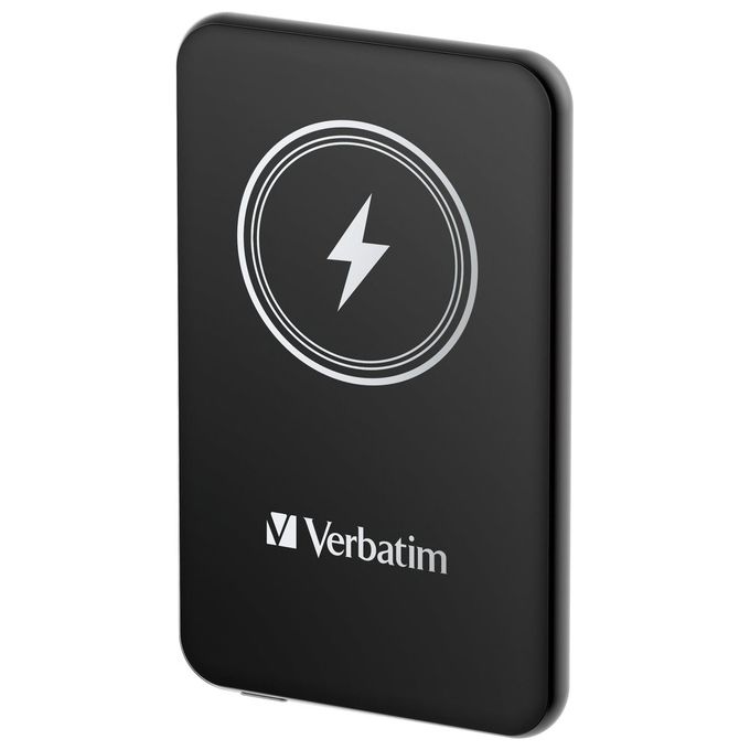 Verbatim 1261530 Charge 'n' Go Power Bank Magnetico Wireless 5000 mAh 15 W Ricarica Bidirezionale USB-C PD 20 W colore Nero