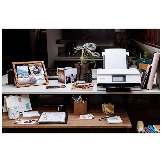 Canon TS8751 PIXMA TS8751 Stampante Multifunzione a Getto d'Inchiostro 6 Cartucce Separate Wi-Fi Stampa Fronte Retro Automatica Touchscreen 4,3 Pollici colore Bianco