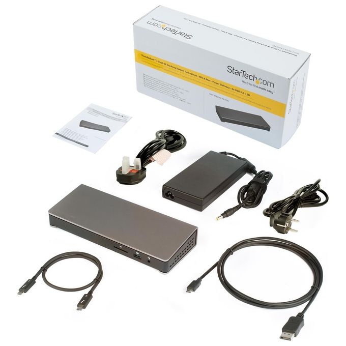 StarTech TB3DOCK2DPPU Dock Thunderbolt 3 con doppio 4K 60Hz 85W Power Delivery 6 porte USB 3.0 lettore SD integrato Ethernet Gigabit colore Nero