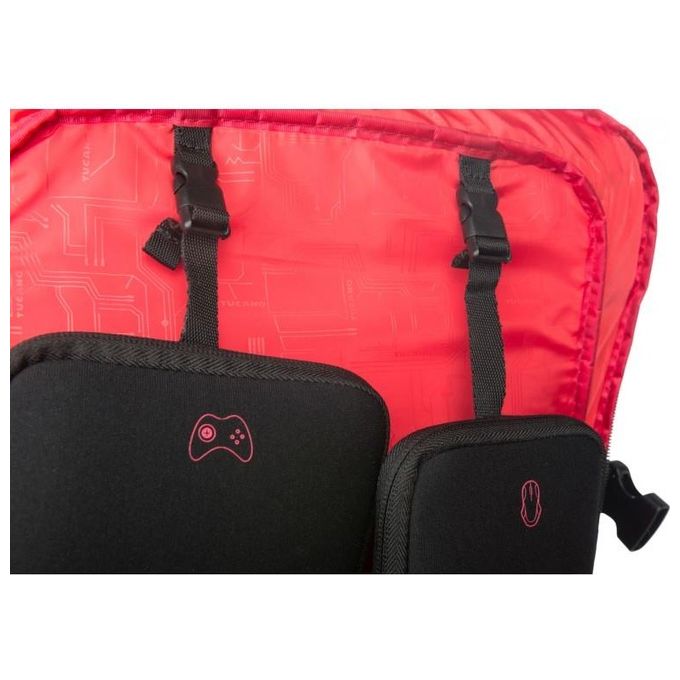 Tucano Zaino Gaming Multitasking Nylon e Neoprene con Cavo Usb Integrato e Tasca per Smartphone Nero