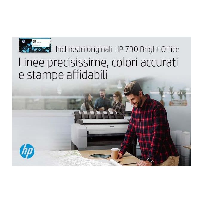 HP Cartuccia Originale 730 P2V63A Magenta 130ml per DesignJet T1600 T1700 T2600