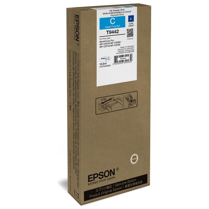 Epson Cartuccia Ink-jet T9442 l Ciano per Workforce pro Wf-c5210dw, Wf-c5290dw Wf-c5710dwf, Wf-c5790dwf