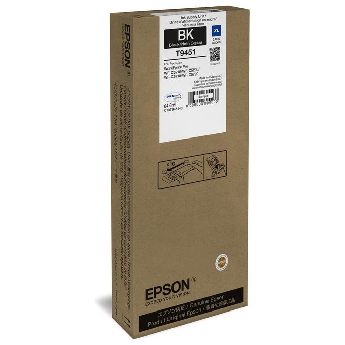 Epson Cartuccia Ink-jet T9451 xl nero per Workforce pro Wf-c5210dw, Wf-c5290dw Wf-c5710dwf, Wf-c5790dwf