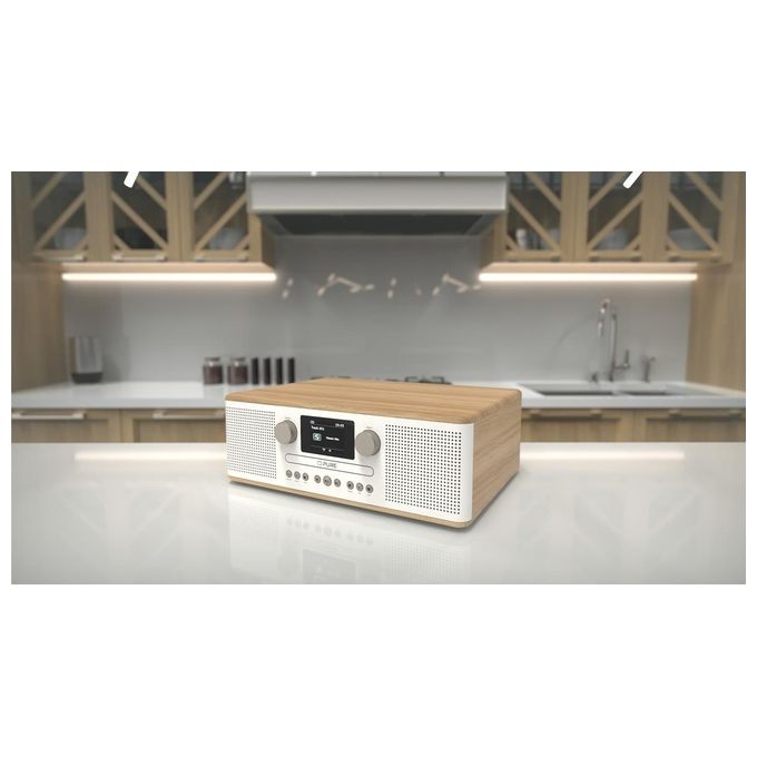 Pure CLASSIC C-D6 Micro Hi-Fi Radio DAB+ FM Lettore CD Bluetooth 5.3 30W colore Bianco Quercia