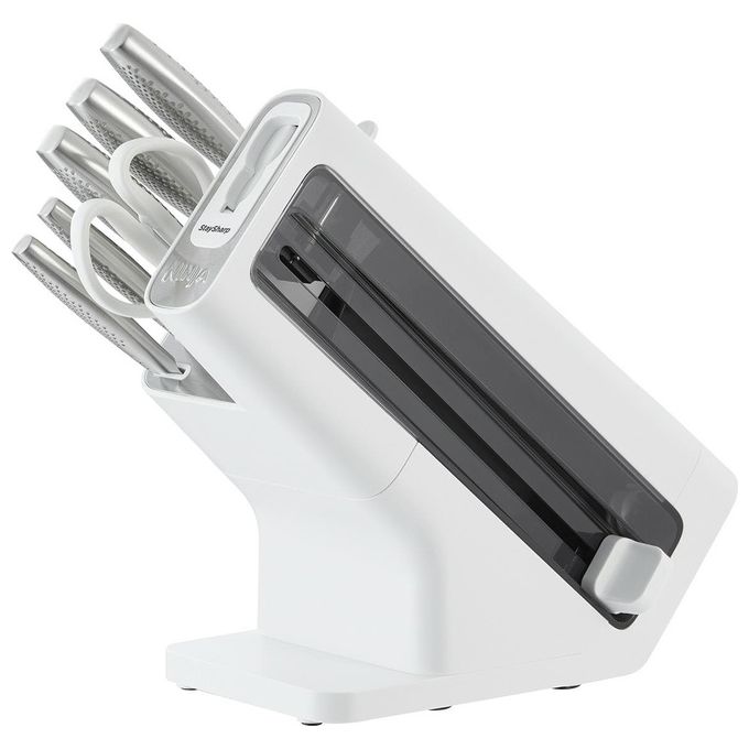 Ninja K62006EUWH Set di Coltelli 6 pezzi in Acciaio Inox con Ceppo e Affilacoltelli Integrato colore Bianco