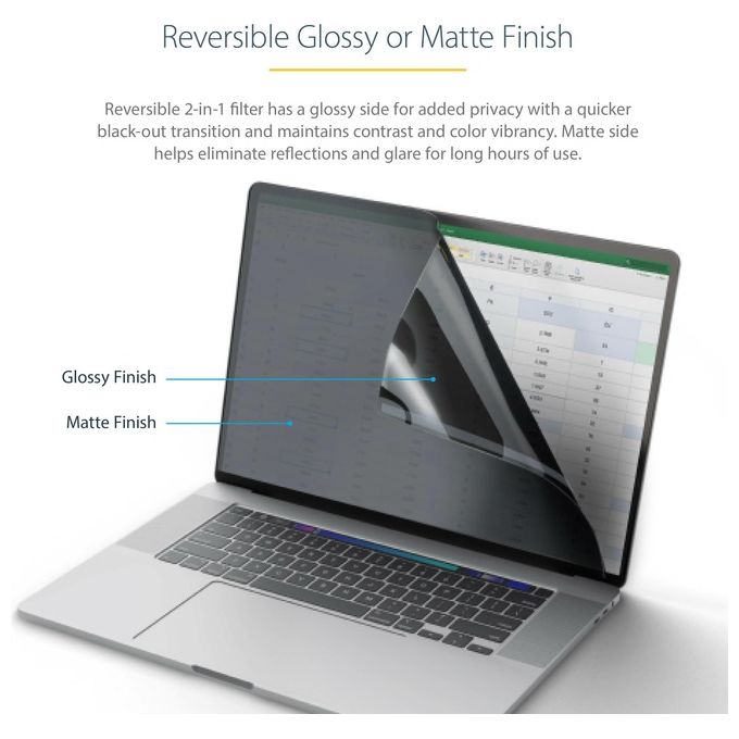 StarTech.com 16M21-PRIVACY-SCREEN Filtro Privacy per MacBook Pro 16'' M1 M2 M3 M4 con Riduzione Luce Blu del 51% e Superficie Reversibile Opaca Lucida colore Nero