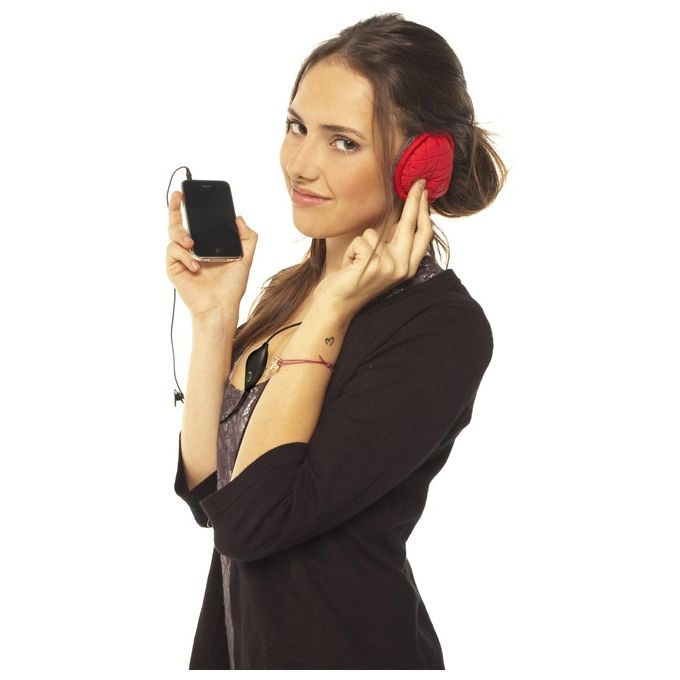 Hi-Ear Paraorecchie Musicale con Speaker e Jack 3.5 Trapuntato Rosso