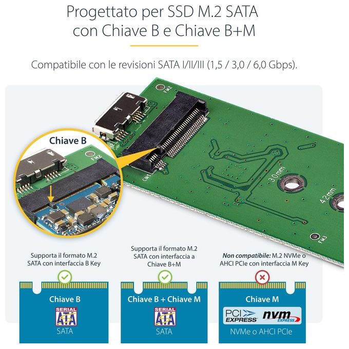 Startech box esterno sata m.2 ngff - usb 3.1 (10gbps) con cavo usb-c