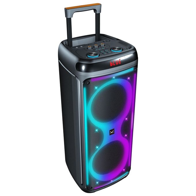 New Majestic 116388 BK FLAME T88 Party Speaker Bluetooth Trolley 60W TWS Luci LED Batteria Ricaricabile colore Nero